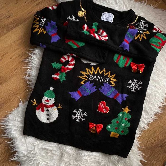 Czarny sweter świąteczny na święta święty Mikołaj Atmosphere rozmiar S