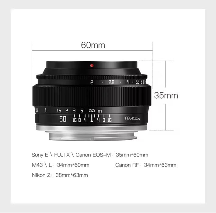 Об’єктив TTArtisan 50mm F2(Sony E-mount)