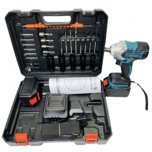 Акумуляторний безщітковий гайковерт на 2 акуми з набором інструментів