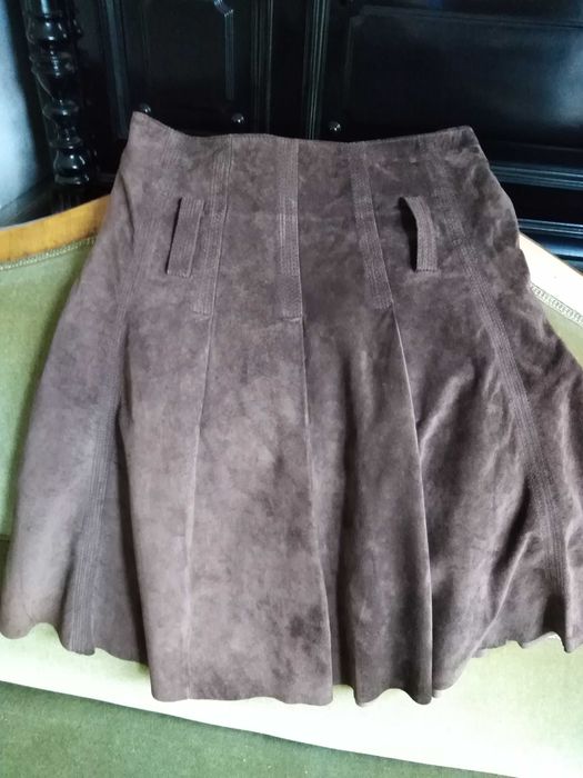 r. 36-38 S M Promod spódnica zamszowa, skóra, zamsz