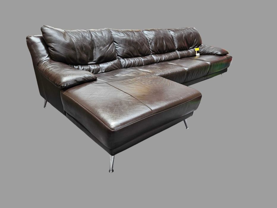 Grande sofá chaise long, em pele de marca divani&divani - Sem qua