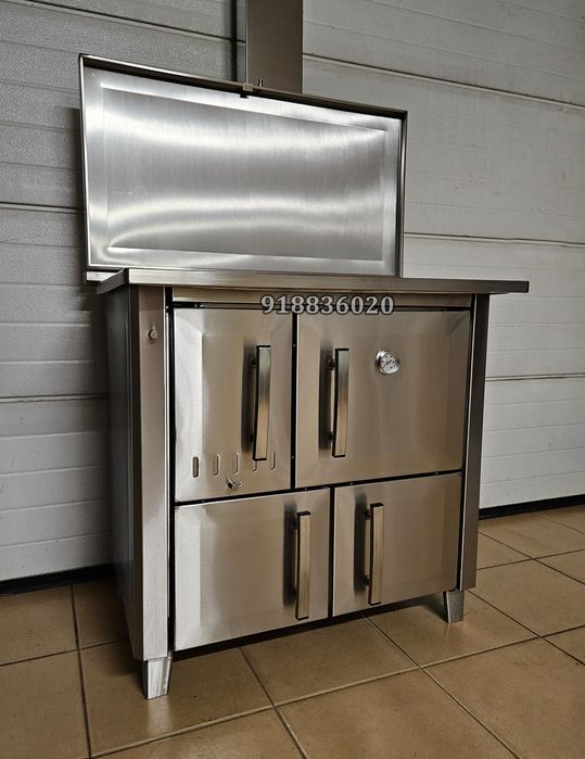 Fogão Lenha INOX Com Serpentina - Forno inox - Fabrico Nacional - Novo