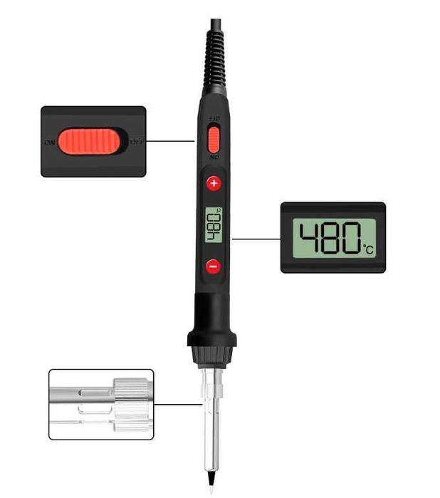 Паяльник 80Вт с регулировкой температуры и ЖК дисплеем