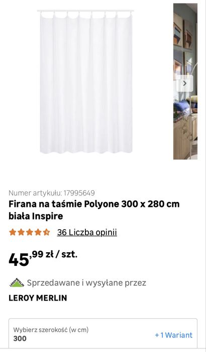 8xfiranka Inspire Polyone 300x280cm biała