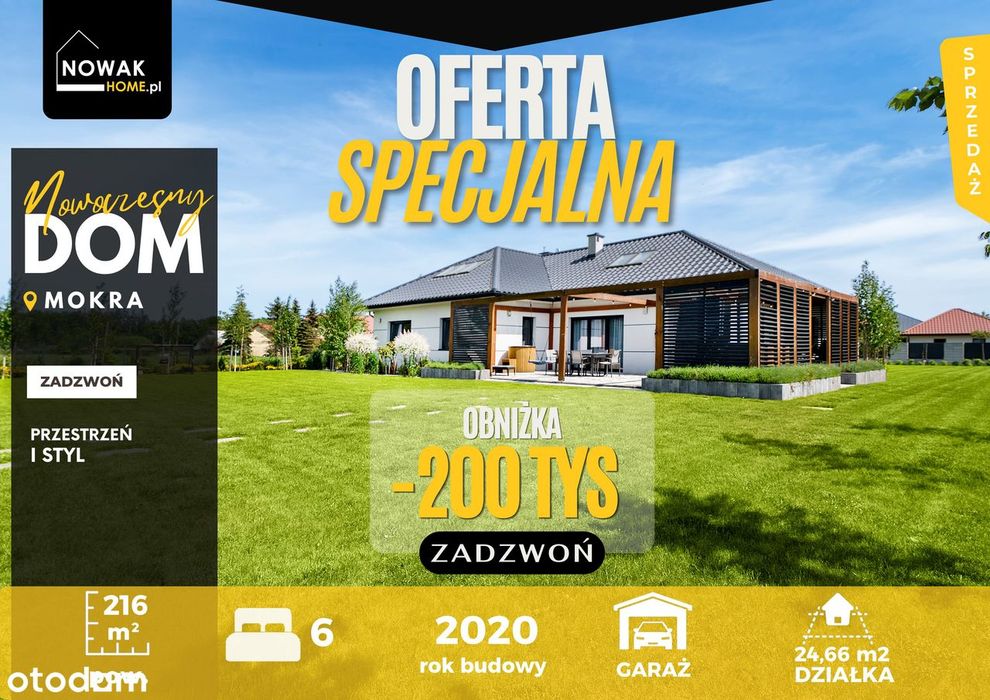Dom| Mokra| PREMIUM| Nowoczesna elegancja| rekuperacja |216m2| 6pok