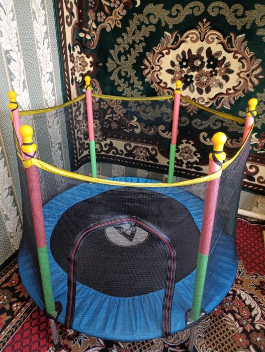 Батут-манеж дитячий Atleto з сіткою 140 см Синій (KRB01)