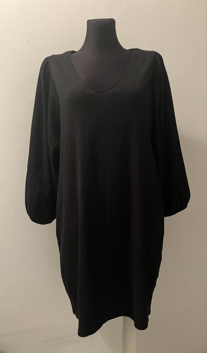 Czarna elegancka luźna sukienka, bufiaste rękawy, rozm 38/M, Lindex