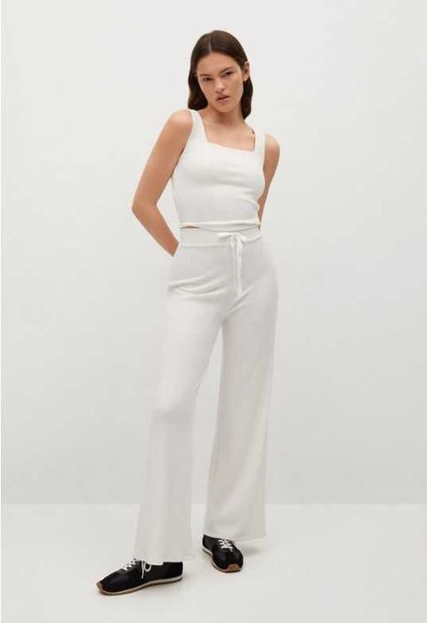 Жіночі трикотажні білі спортивні штани брюки в рубчик Mango розмір М