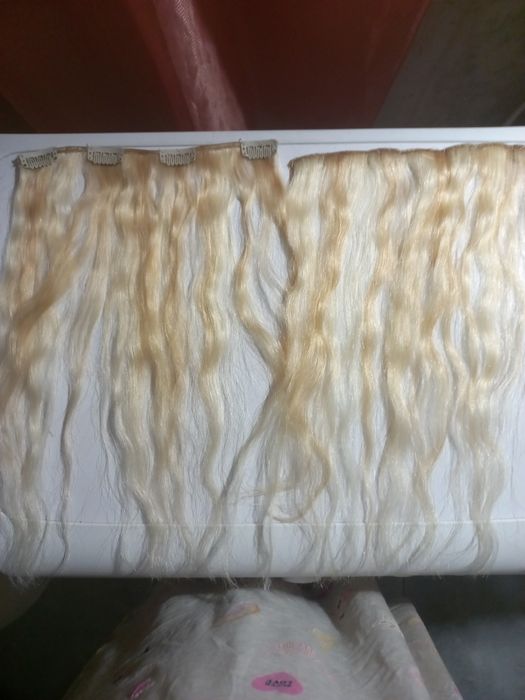 Натуральные волосы трессы блонд 38см