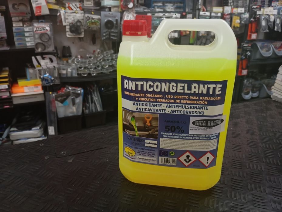 Anticongelante amarelo 50% moto orgânico 5litros