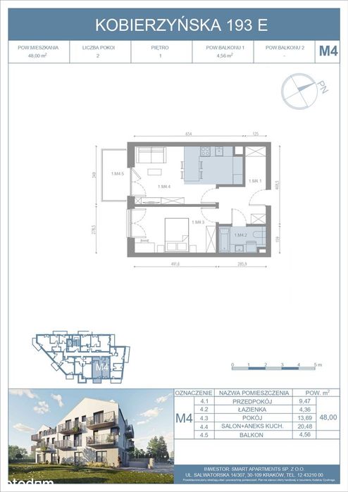 48,62 m2 - mieszkanie ul. Kobierzyńska