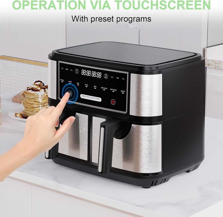 Frytkownica beztłuszczowa Dwukomorowa 9L Air Fryer Euary KDF5515DT 8w1