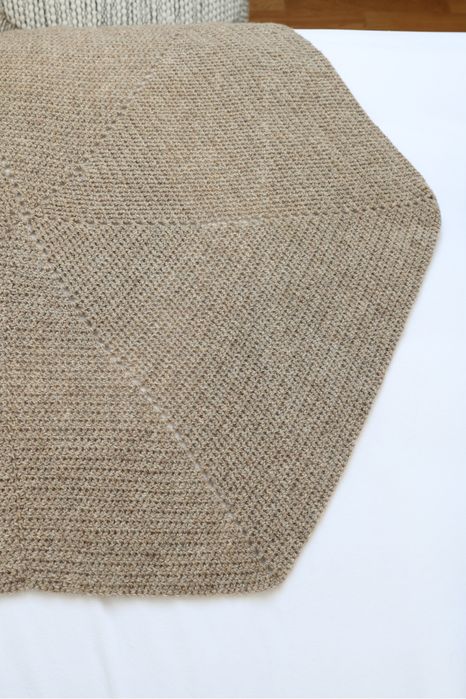 Wełniany obrus ręcznie robiony 102 × 102 cm | Beżowy | Handmade