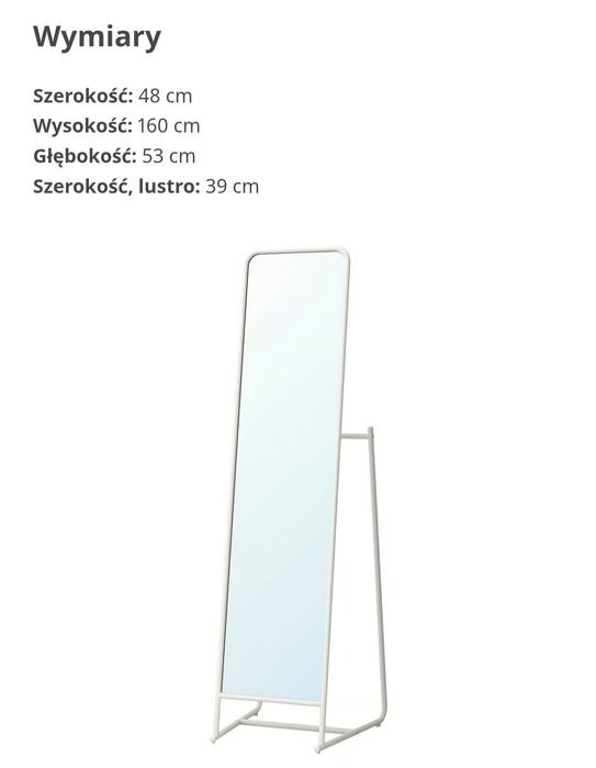Lustro stojące, białe, 48x160 cm  KNAPPER Ikea
