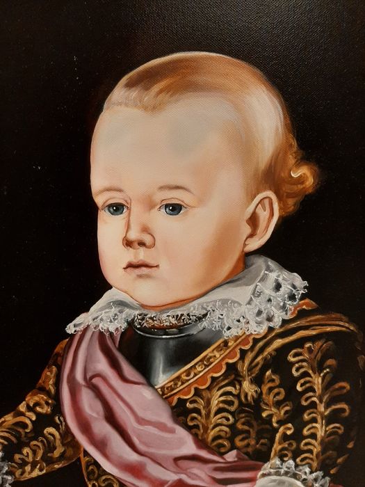 Quadro Grande Pintado à Mão 150x115 cm | Retrato Clássico Barroco