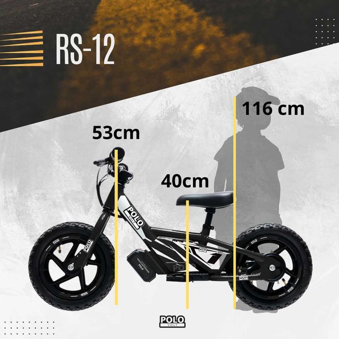 Rowerek biegowy elektryczny dla dzieci Polovolt Rs 12 Zielony 12"
