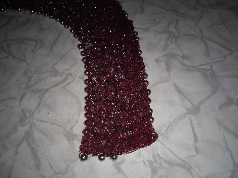 Украшение колье на платье блузку вышитое бисером