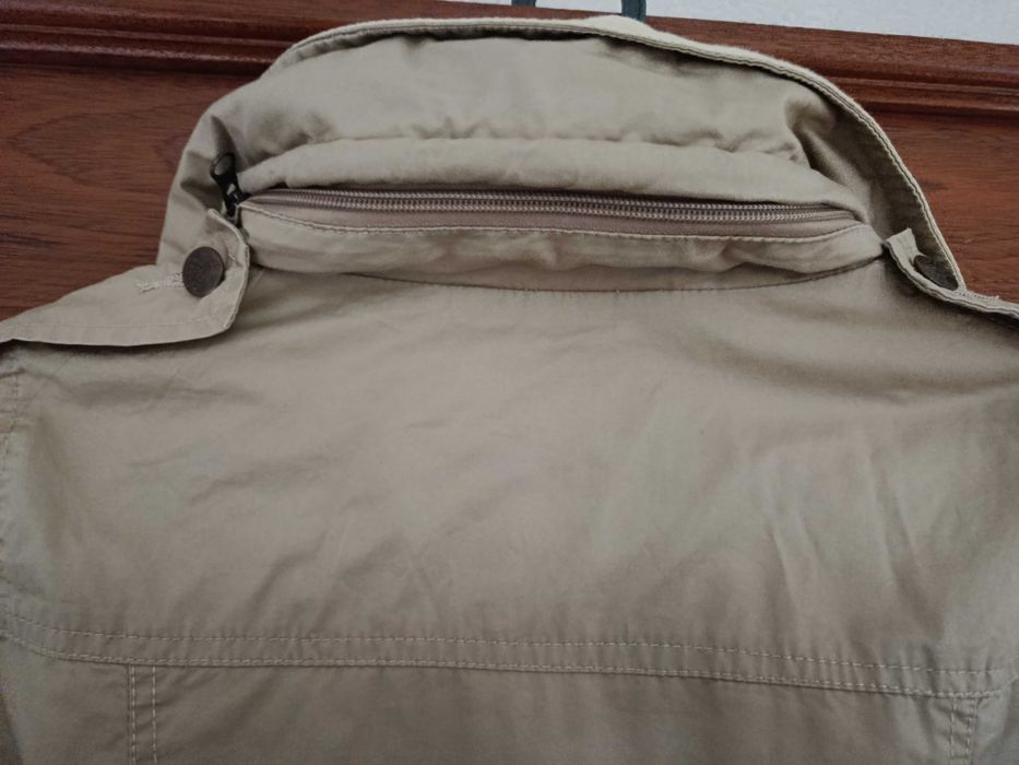 Parka bege Uscita Jeans com capuz e cinto, tam S