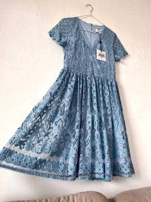 Błękit sukienka Dry Lake ażur koronka premium quality brand baby blue