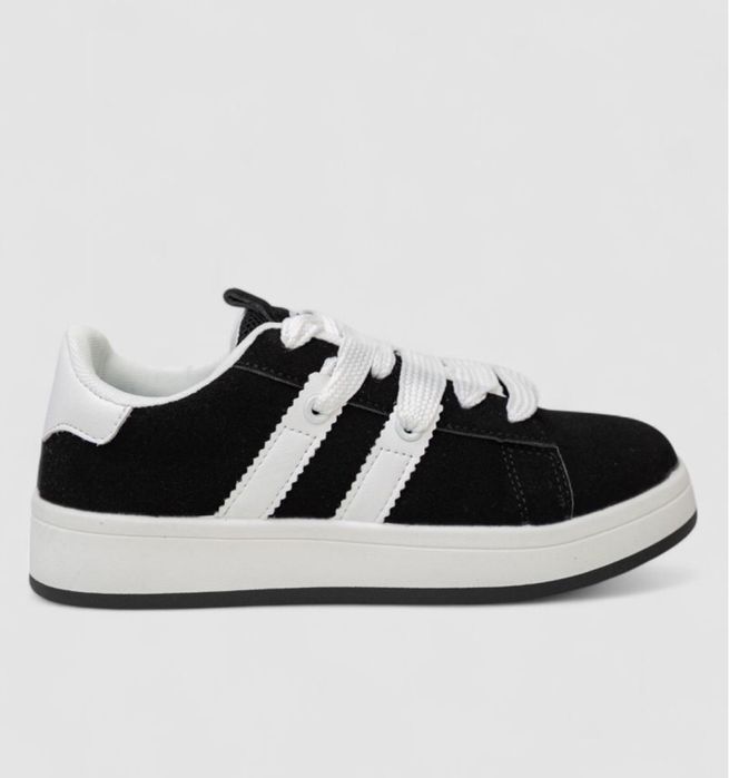 Кросівки жіночі замша, колір чорно-білий