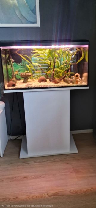 Akwarium 120 litrów z rybkami oraz z szafką akwariową
