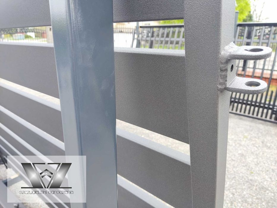 Brama wjazdowa dwuskrzydłowa nowoczesna palisadowa 1,4x4/140x20 GRAFIT