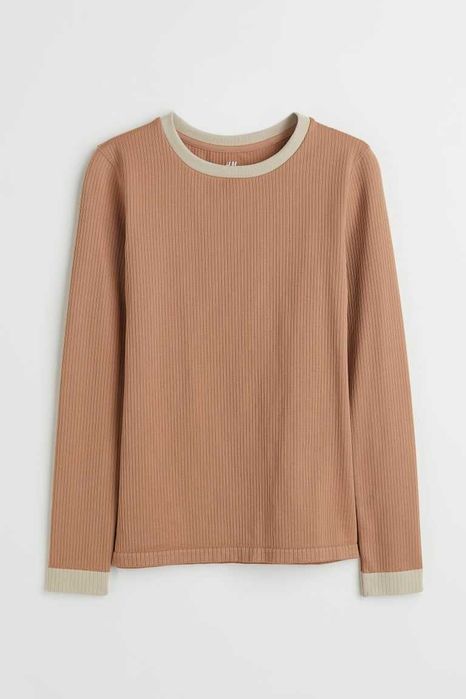 Новий бежевий лонгслів, спортивний топ, термо кофта, футболка hm sport