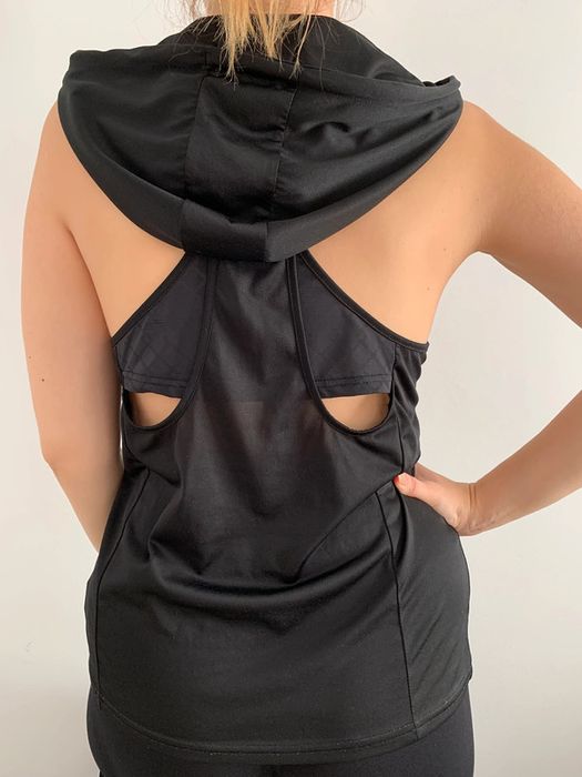 Gymshark tank top czarna bluzka sportowa z kapturem M