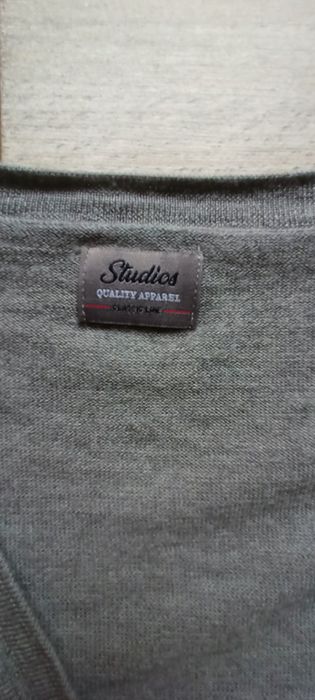 Sweter kardigan szary Virgin merino WOOL 100%