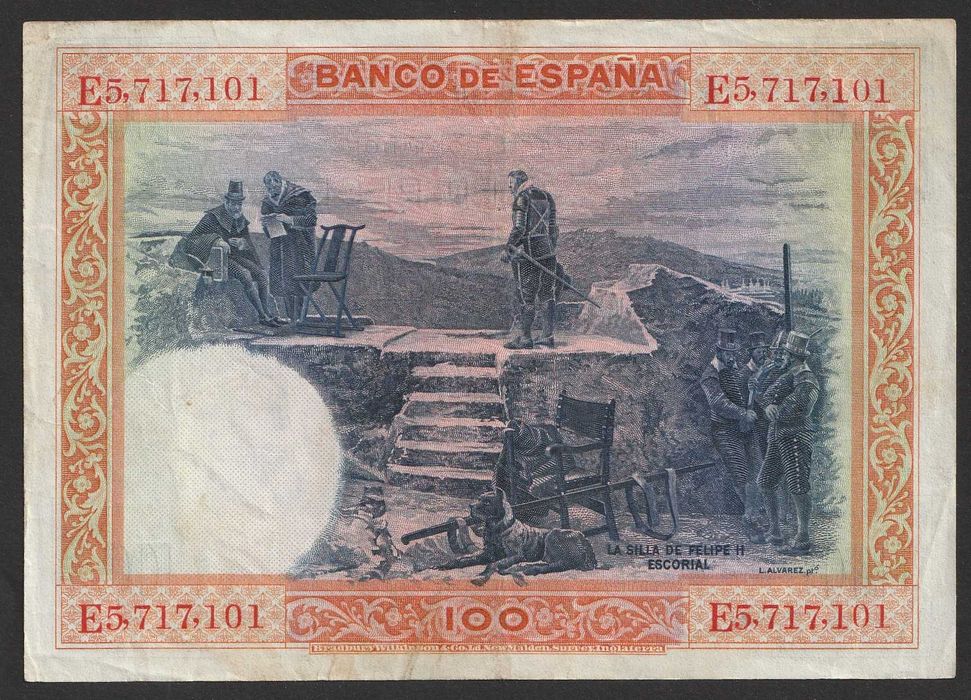 Hiszpania 100 peset 1925 - król Filip II