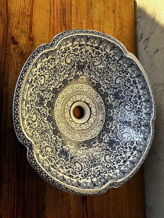 Rea Umywalka Vivien nablatowa ceramiczna biało-niebieska