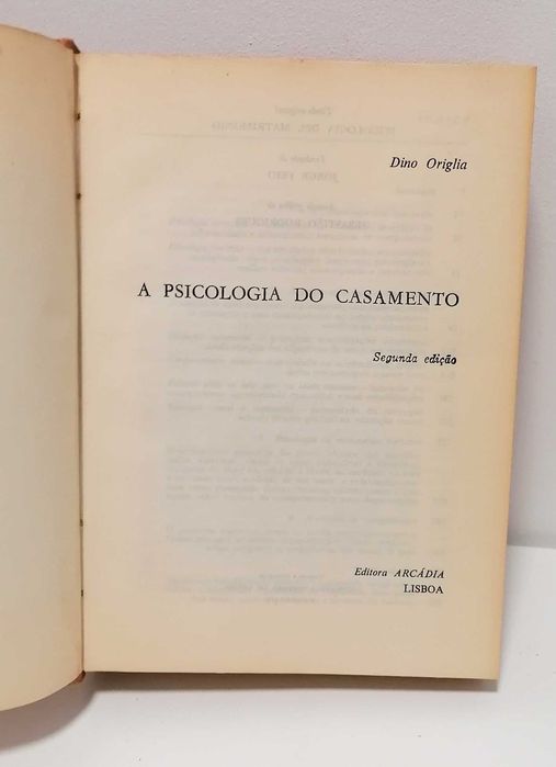 Livro - A Psicologia do Casamento, de Dino Origlia.
