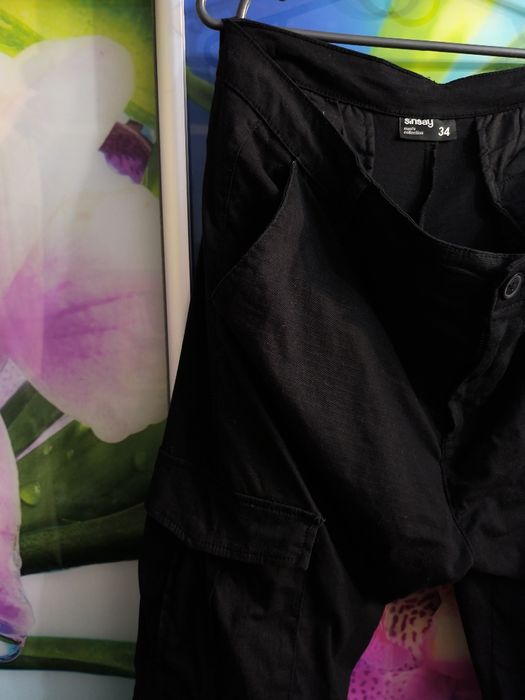 Штаны карго стрейчевые ,черного цвета, размер 34