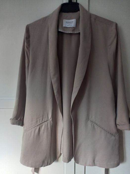 Marynarka żakiet beżowy wiązany Reserved