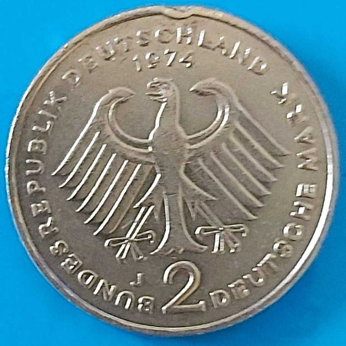 2 Marcos de 1974 "J" Alemanha Republica Federal