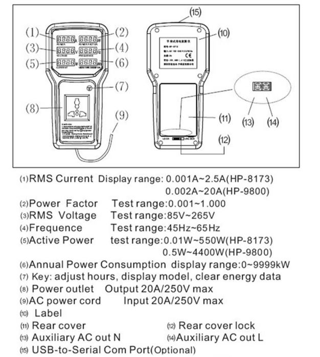 Портативный измеритель мощности HP9800