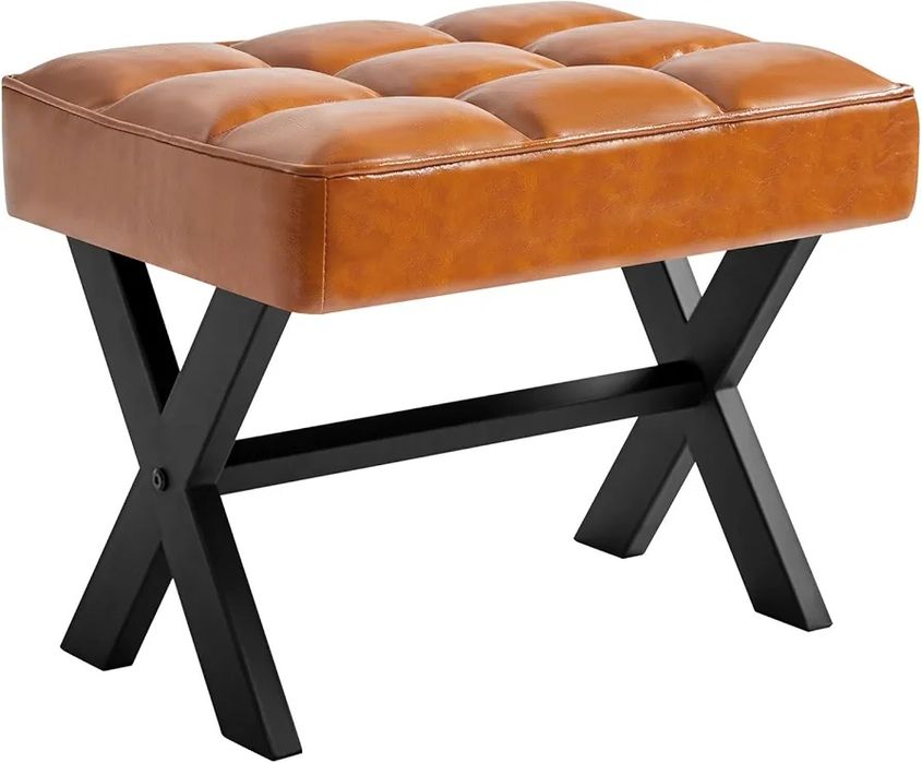 Podnóżek krzesełko Jasno Brązowe z metalową nóżką X