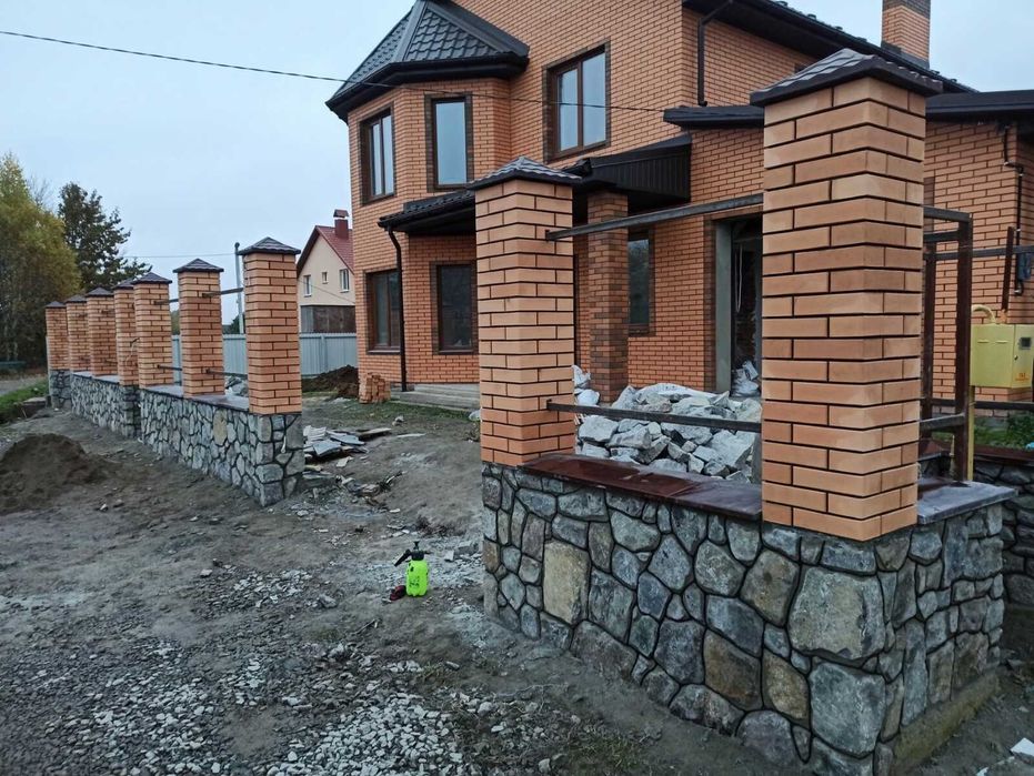 Кладка кирпича газоблоков газобетона строительство дома кирпичная