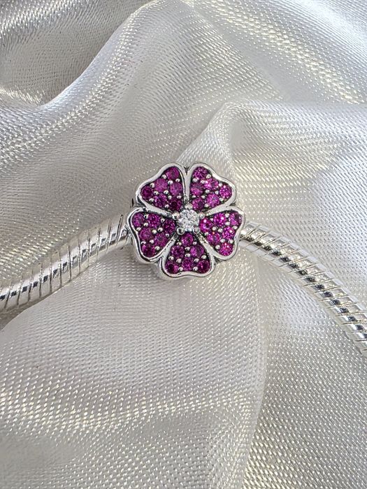 Charms srebrny zawieszka do pandora bransoletki kwiat S925