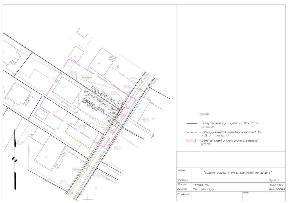 Projekt zjazdu, parkingu, organizacja ruchu, operat wodnoprawny