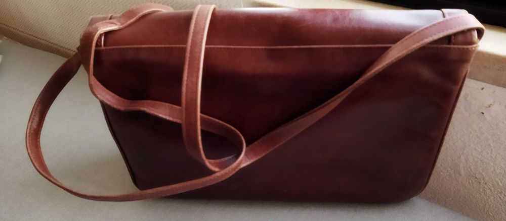 Mala senhora pele genuína castanha