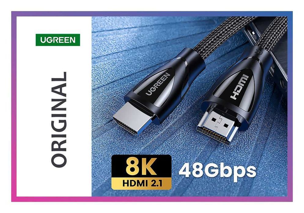 Кабель HDMI для телевізора монітора UGREEN провод шнур hdmi 2.1 для телевизора 8K60Hz 3D 48Gbps HDR 4K120Hz 2K144Hz 2/3/5 метров