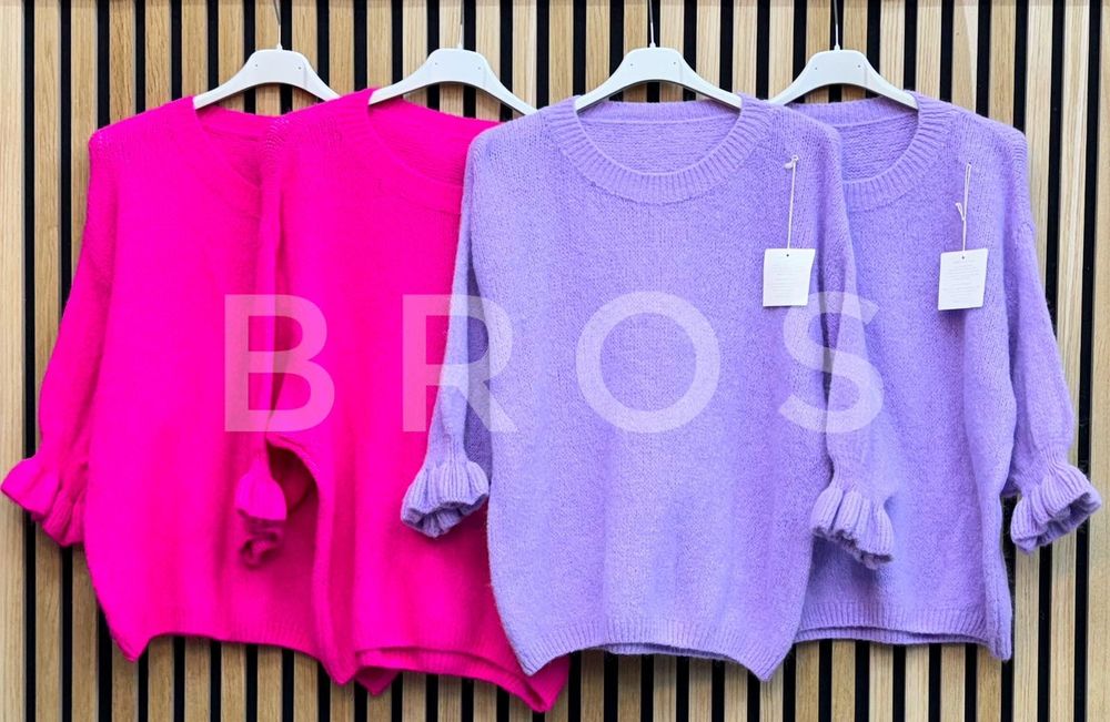 Sweter rękaw falbanka, baby moher