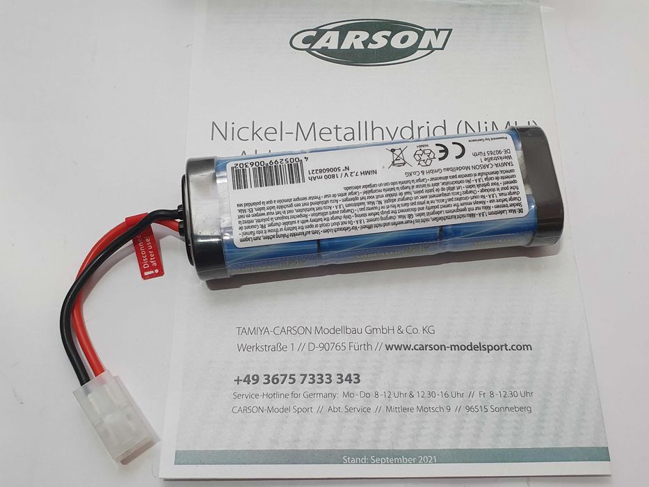 TAMIYA-CARSON akumulator bateria 7,2v 1800mAh NI-MH Nowa model RC