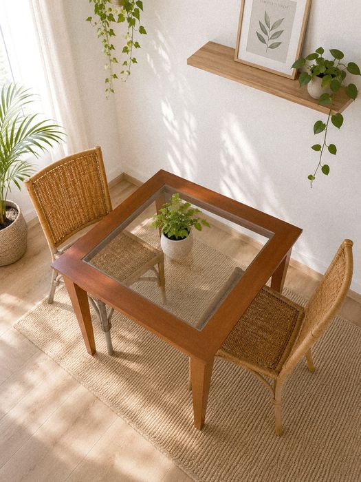Mesa, centro, apoio, espelho, sofá, cama, rustico
