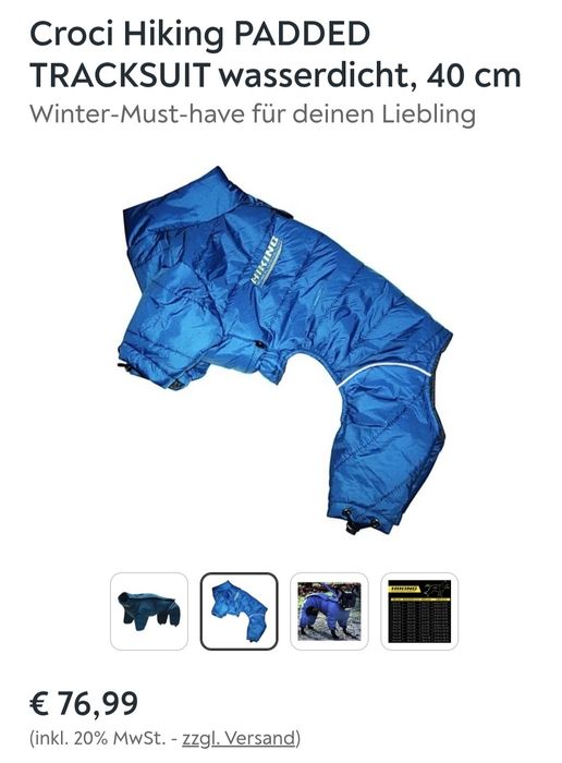 Одяг для собак. Водонепроникний СПОРТИВНИЙ КОСТЮМ Croci Hiking PADDED