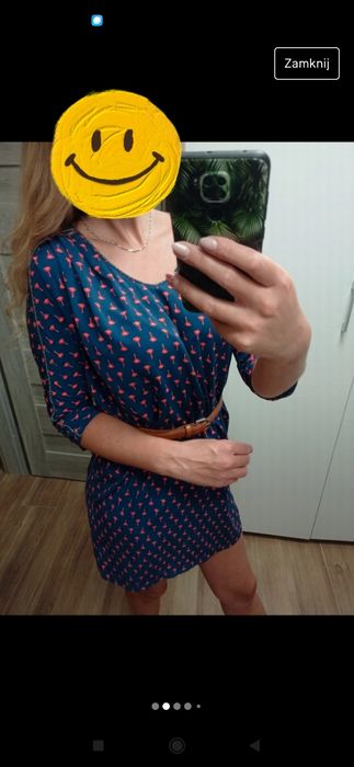 Sukienka granatowa w palmy