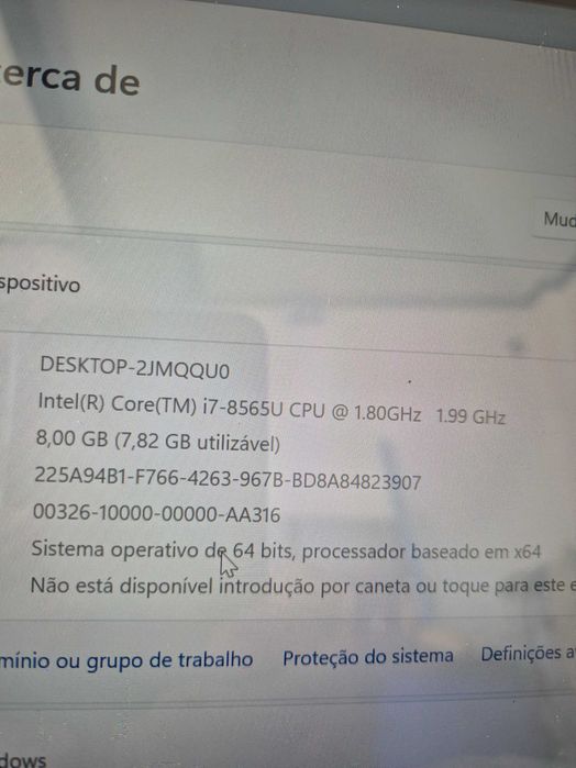 lenovo S540-14 processador i7-8565U, a funcionar corretamente