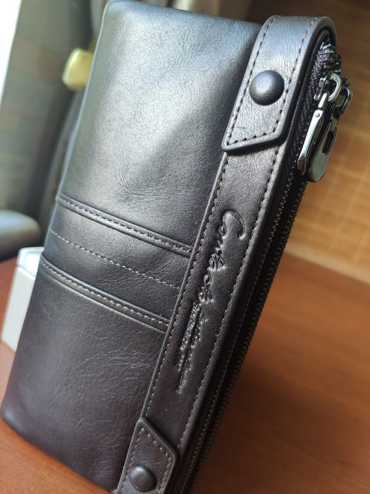 Кожаный женский Кошелек (гаманець) - Шоколад  и Черный