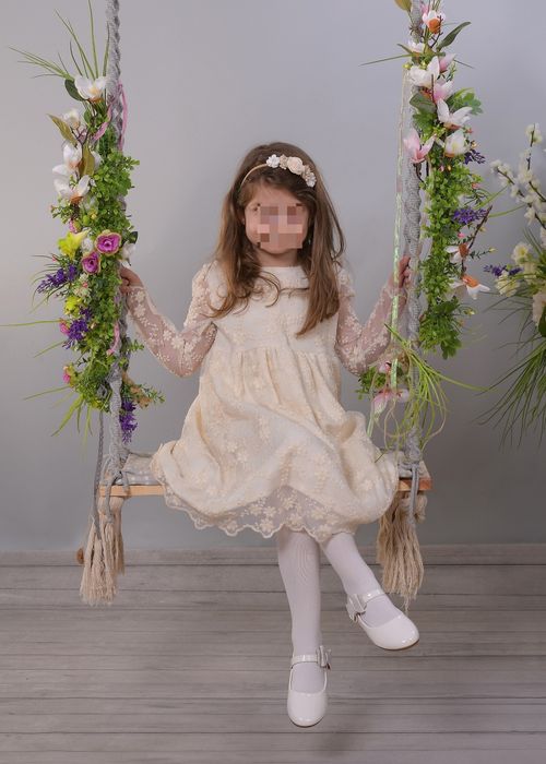 Sukienka koronkowa ecru w stylu boho r. 128